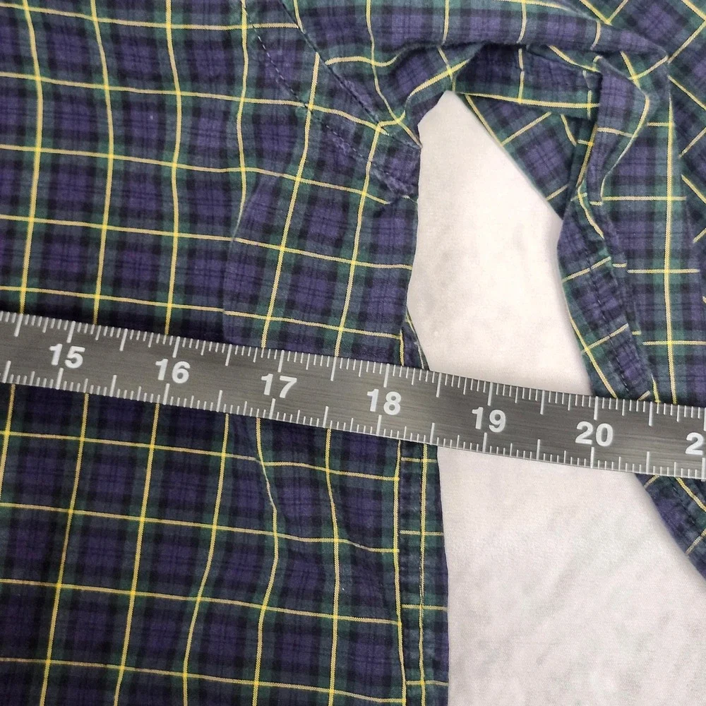 Ralph Lauren Plaid Button Down Shirt Boys Large 14-16 Green Navy Yellow Pony L
